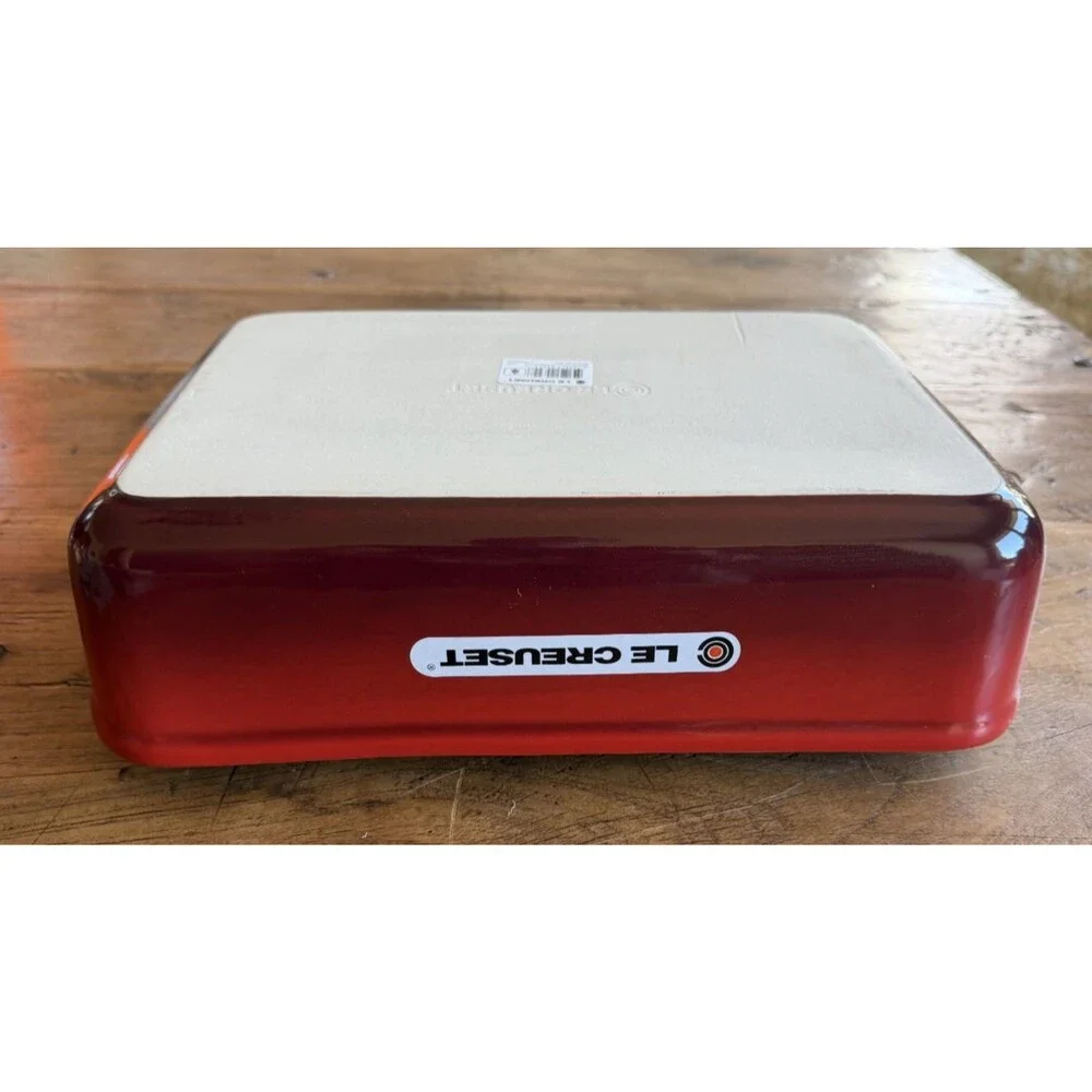 Le Creuset Stoneware Heritage Deep Rectangular Lasagna Dish 6.75qt Cerise NEW